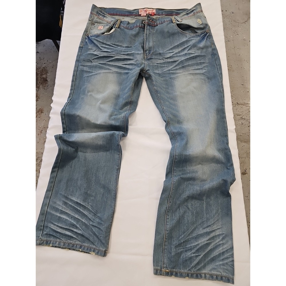 Red Tag Brand Denim Blue Jeans Size W40 X L34 Factory Distressed